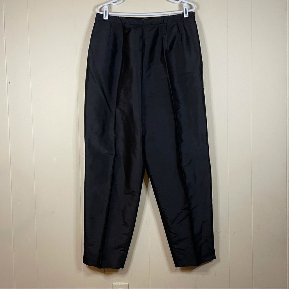 Kate Hill Black Silk  Ankle Pants